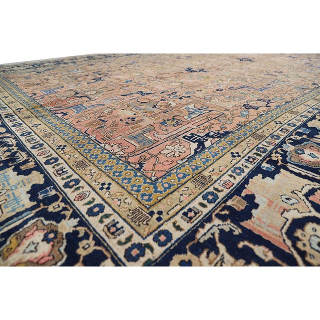 Rose 12'x18' Vintage Persian Tabriz Rug With Rare Calligraphy Motif For Sale - Image 8 of 11