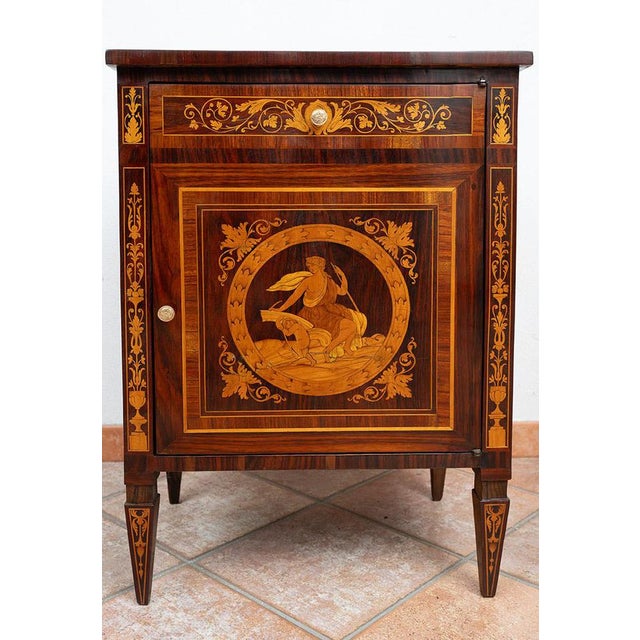 Antique Lombard Louis XVI Chest of Drawers in Precious Exotic Woods, Late 18th Century For Sale - Image 3 of 7