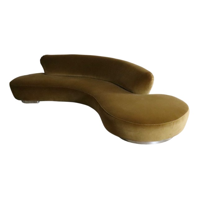 Vintage Serpentine Sofa in Velvet by Vladimir Kagan, 1999 For Sale