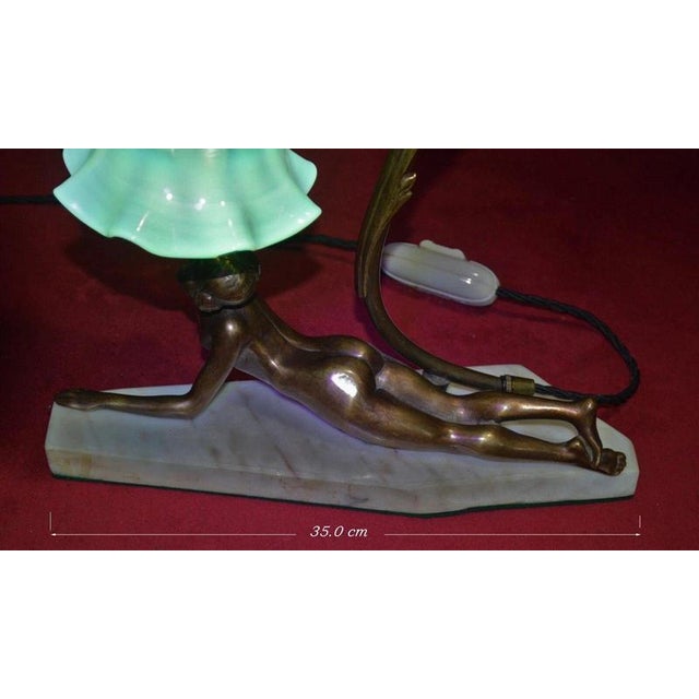 French Art Deco Gilt Bronze Nude Figure Table Lamp, 1930 For Sale - Image 16 of 18