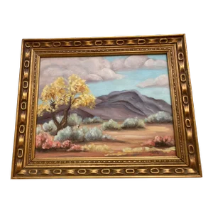 1973 Original Desert Landscape Oil Painting by Roger Kuntz, Framed