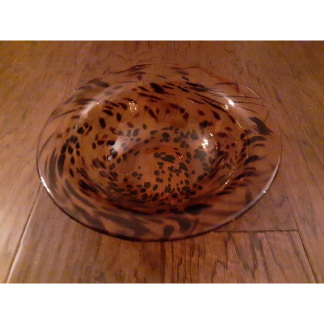 Art Deco Vintage Vidrios San Miguel Spain Tortoise Shell Art Glass Decorative Bowl For Sale - Image 3 of 6