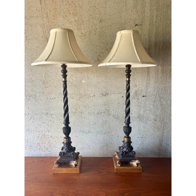 Hollywood Regency 1970s Hollywood Regency Carved Wood and Gilt Rabbit Table Lamps - a Pair For Sale - Image 3 of 9