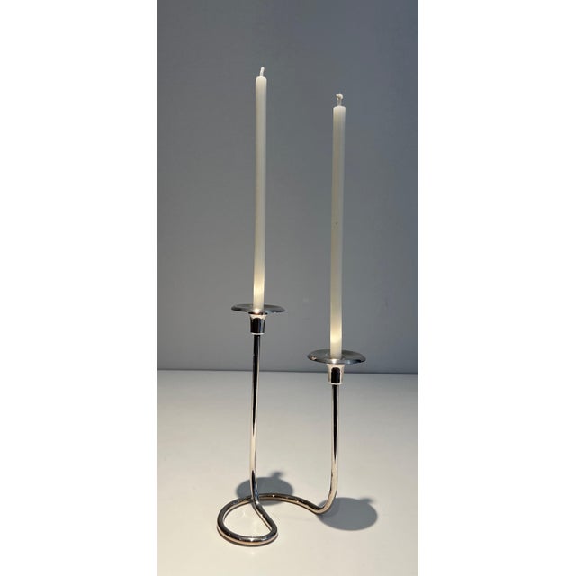 Design/One silver metal candlestick For Sale - Image 10 of 12