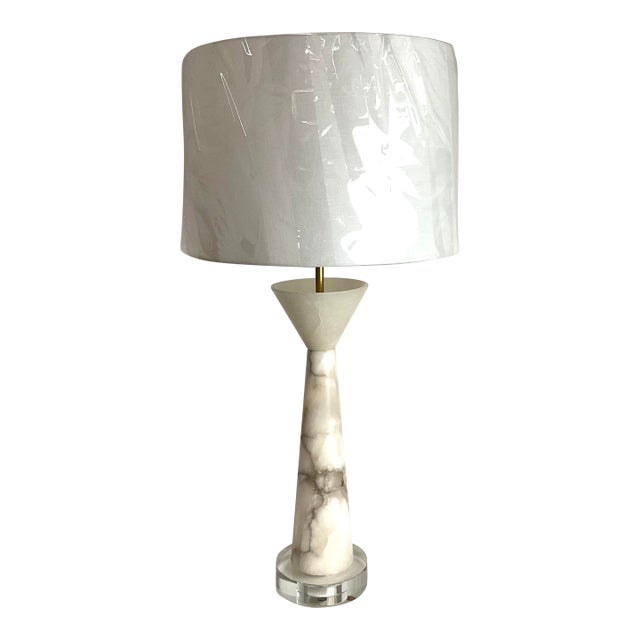 Natural Alabaster & Glass Contemporary Table Lamp-One of a Kind For Sale