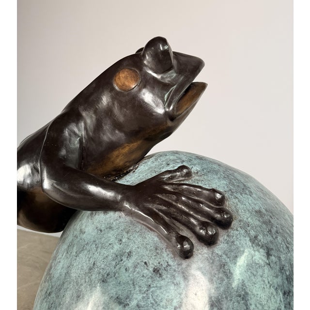 Brown Large Bronze Frog Fountain - Climbing Mushroom Garden Sculpture - 54"h For Sale - Image 8 of 16