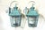 Pair of Verdigris Finish Steel Outdoor Wall Sconces - Seeded Glass 18”x 8”x 9” For Sale - Image 9 of 16