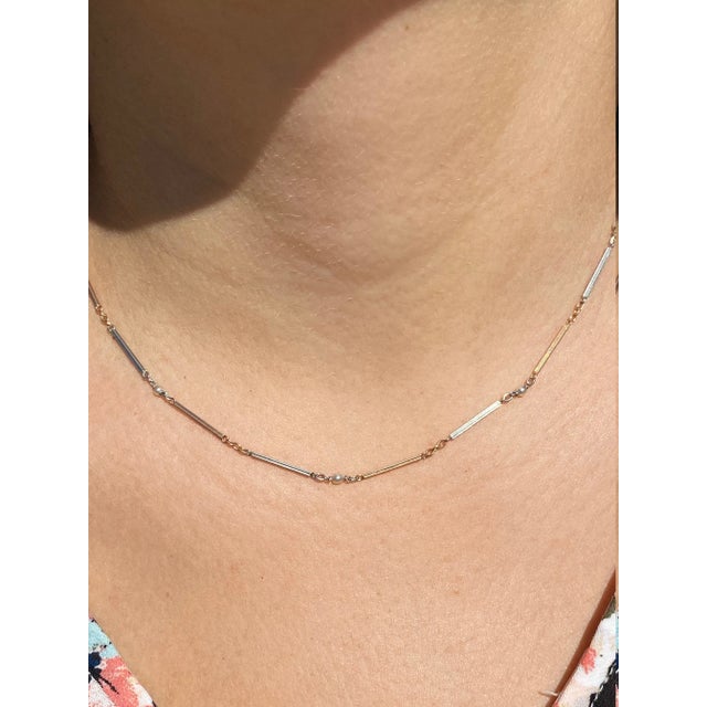 The Glendale: Antique Rose Gold and White Gold Chain with Seed Pearls For Sale - Image 4 of 4