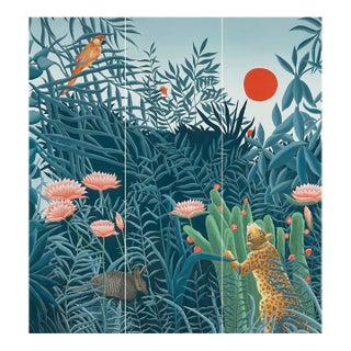 Hand-Painted Rousseau, Hand-Painted Panoramic Wallpaper For Sale