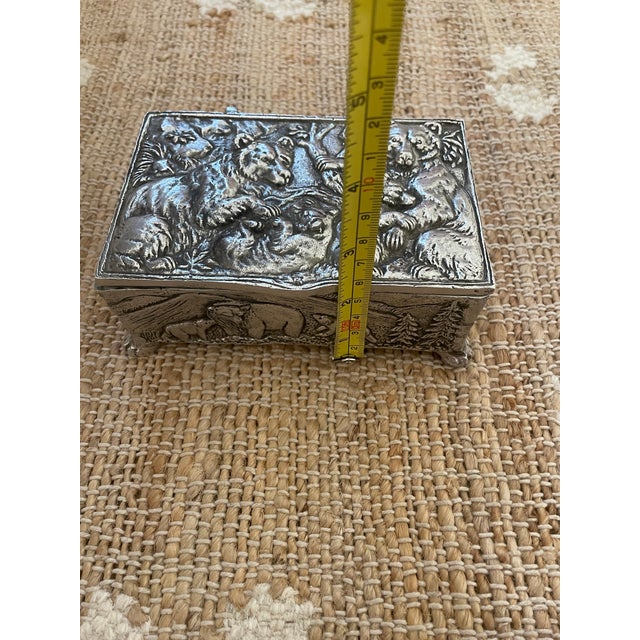 Vintage Sliver Tone Wilderness Bear Arthur Court Trinket Jewelry Box For Sale In Chicago - Image 6 of 11