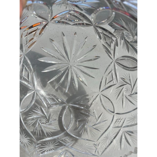 Transparent Vintage Cut Crystal Bowl , Centerpiece, Jardiniere Planter For Sale - Image 8 of 11