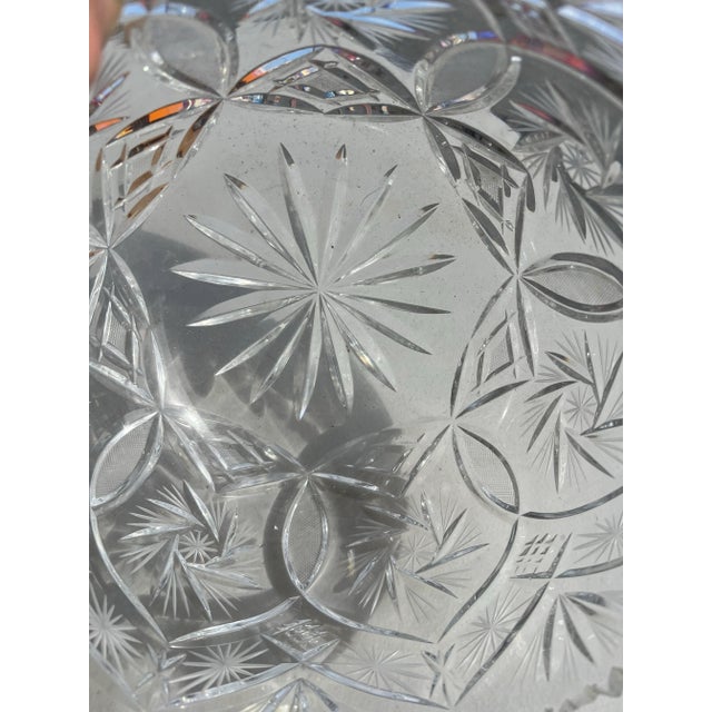 Transparent Vintage Cut Crystal Bowl Marked Fifth Avenue For Sale - Image 8 of 11
