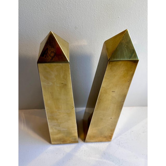 Metal Vintage Italian Brass Obelisks, 1970's - A Pair For Sale - Image 7 of 12