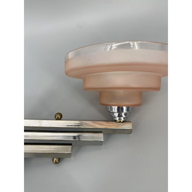 French Art Deco Wall Lamp with Stepped Glass Shade, 1920 For Sale - Image 6 of 12