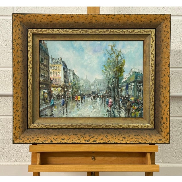 Paris Street Scene with Figures Parisian Street 20th Century Post-Impressionism 1975 Circa For Sale - Image 12 of 18
