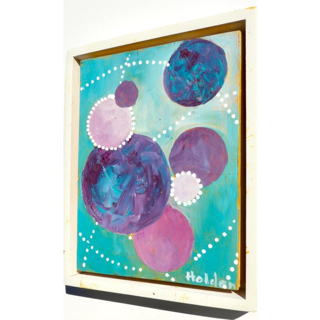 Original highly sought after contemporary oil painting of colors floating and intersecting.. Colors are very harmonious....