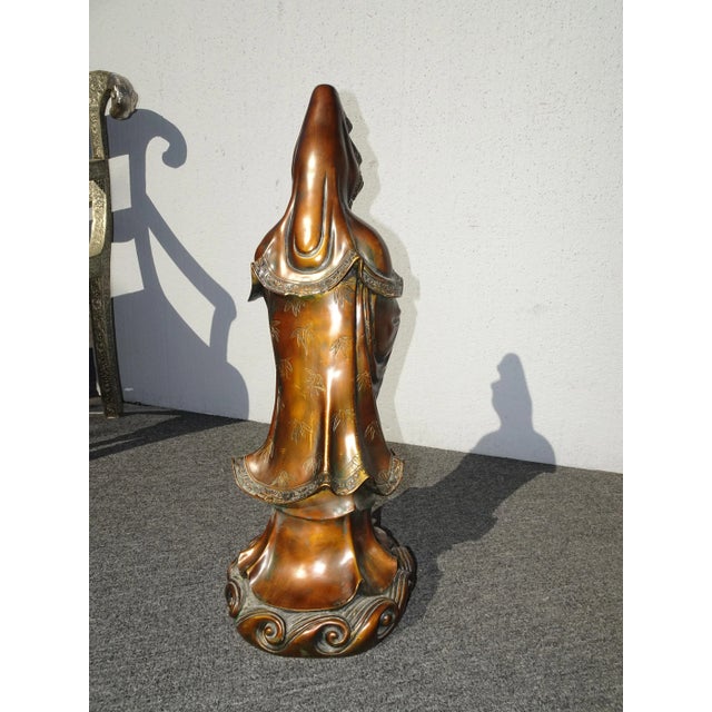 Vintage Quan Yin Bronze Colored Statue Guan Yin For Sale - Image 12 of 13