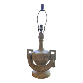Bliss Studio Carved Wood Neoclassical Urn Lamp For Sale