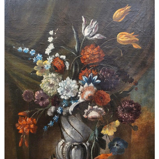 17th Century Old Master - Still Life of Flowers in Urn - Oil Painting For Sale In Los Angeles - Image 6 of 11