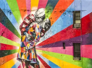 Kiss, NYC by J S Cela Print, 18" x 24"