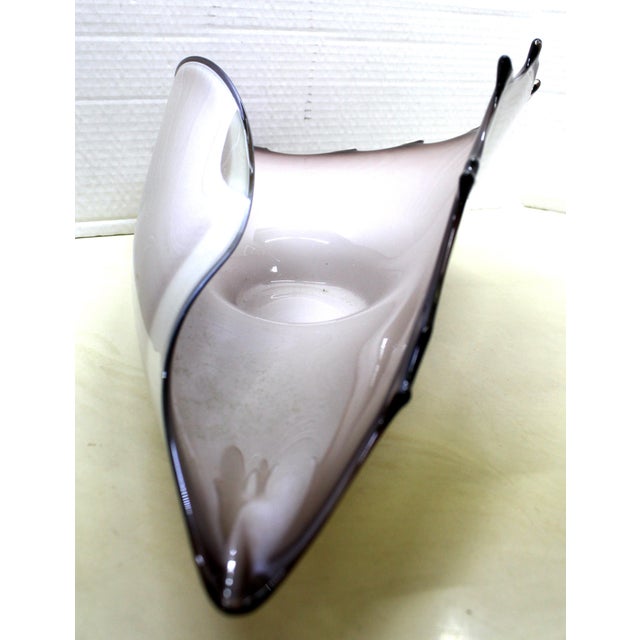 Glass Vintage Mid-Century Jozefina Krosno Polish Art Glass Conch Shell Centerpiece For Sale - Image 7 of 15