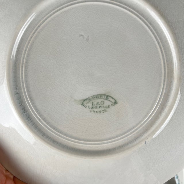 Earthenware Oeillet Dinner Plates from KG Lunéville, 19th Century, Set of 6 For Sale - Image 12 of 14