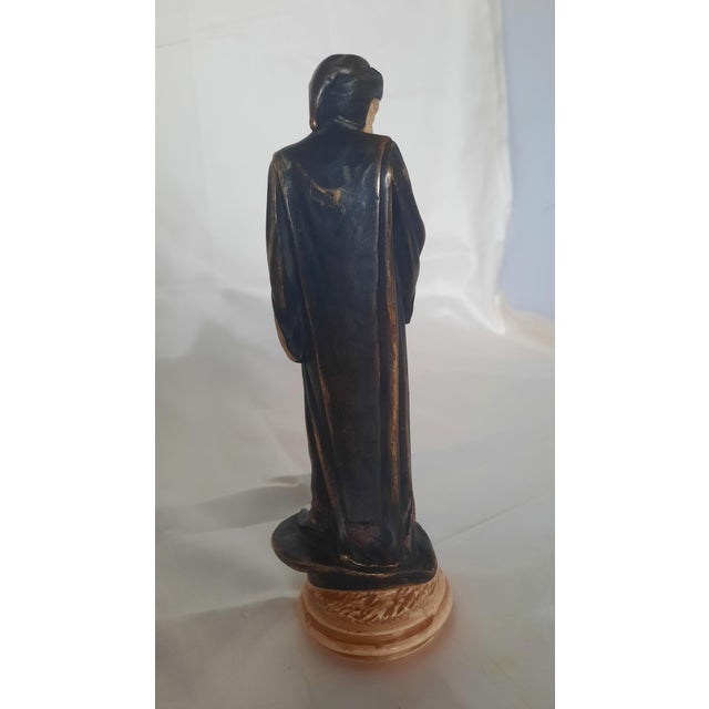 Antique 19th Century Italian Carved Alabaster & Patinated Figure of Dante by G. Forti For Sale - Image 4 of 5