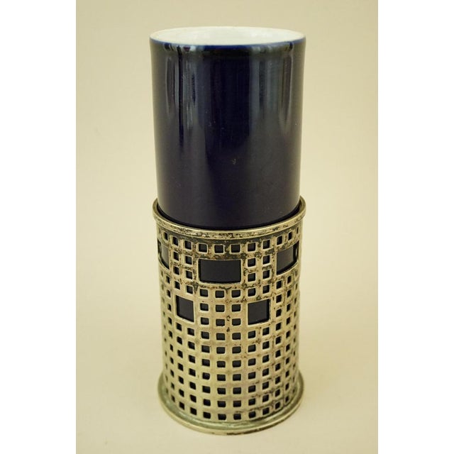 Art Deco Porcelain pen holder vase with silver metal stand EPS by Josef Hoffmann. Early 1900s - Austria For Sale - Image 3 of 18