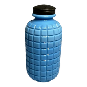 Antique Atterbury Opaque Blue Waffle Pattern Sugar Shaker, c. 1880