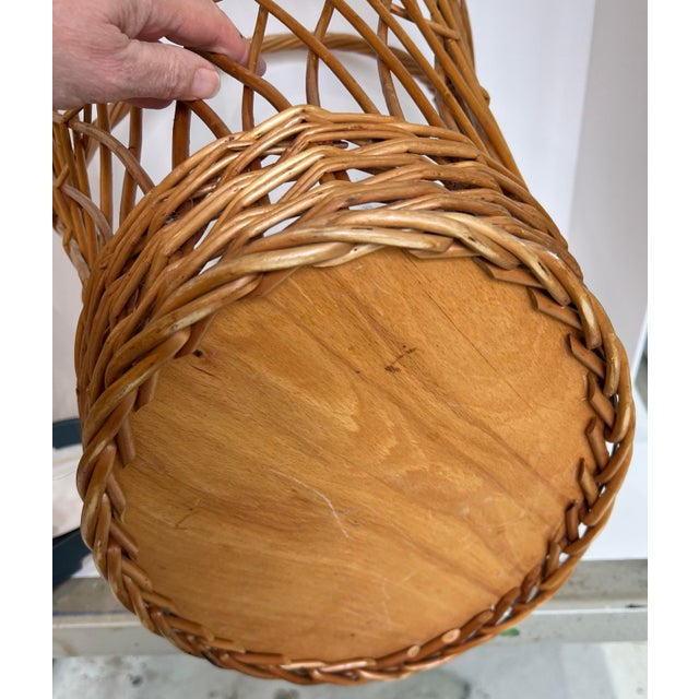 Vintage French Lattice Style Basket With Handle For Sale - Image 9 of 11