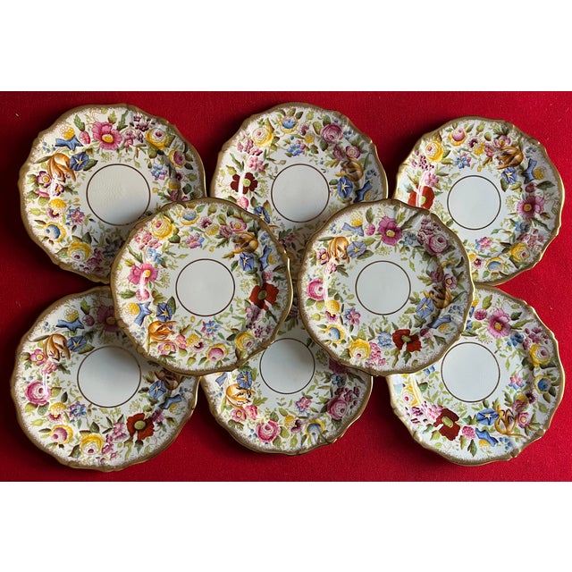 English Fine Bone China Floral 8" Porcelain Plates by Hammersley - Set of 8 For Sale - Image 10 of 10