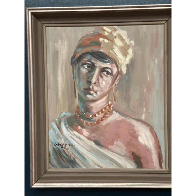 Unknown, Portrait of a Woman, 1950s, Oil on Panel, Framed For Sale - Image 8 of 12