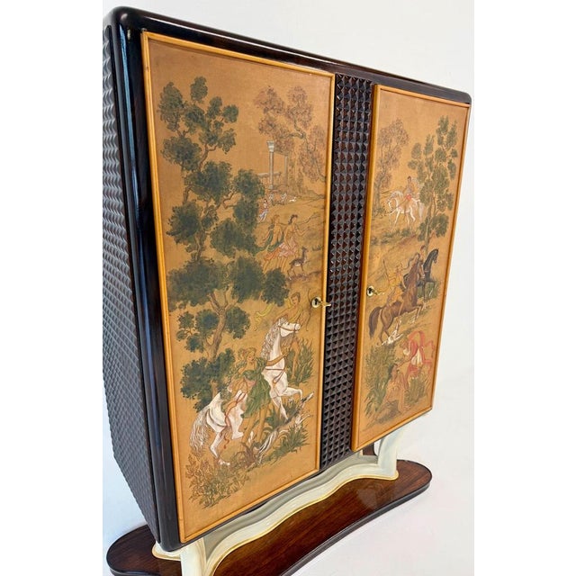 Italian Bar Cabinet with Painted Panels, 1940s For Sale - Image 11 of 18