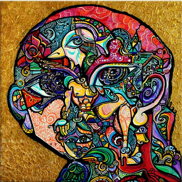 Alexander Arshansky Cubist Painting "Escape Plan" For Sale