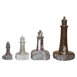 Antique Small Solid Marble Statues of Lighthouses, Set of 4 For Sale