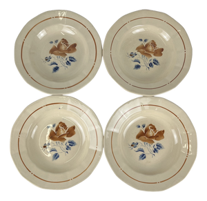 20th Century Soup Plates with Floral Motif from Sarreguemines, 1920s, Set of 4