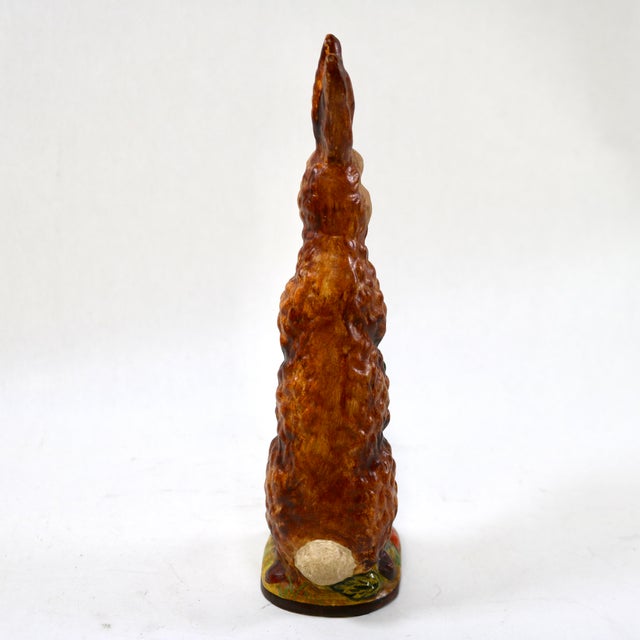 1990s Vintage Vaillancourt Sculptural Folk Art Chalkware Hand Painted Standing Rabbit Figurine For Sale - Image 5 of 9