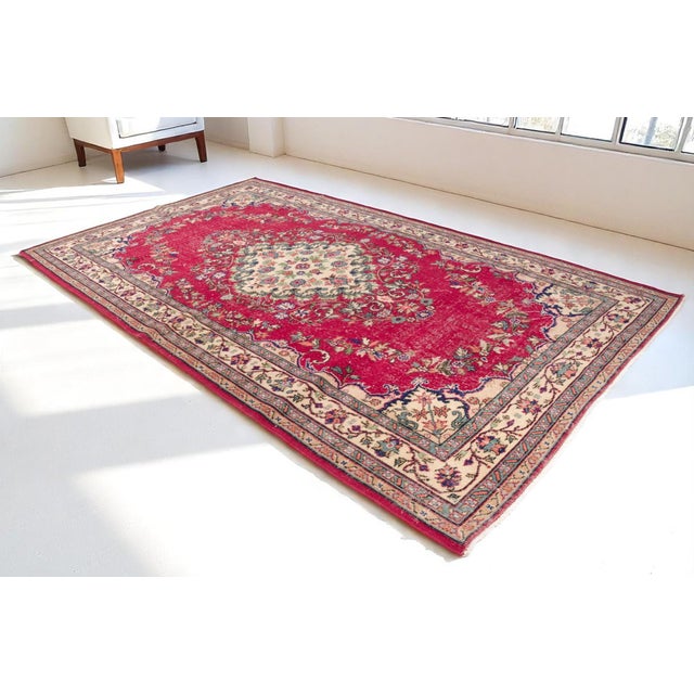 Mid 20th Century Oushak Geometric Wool Carpet For Sale - Image 9 of 10