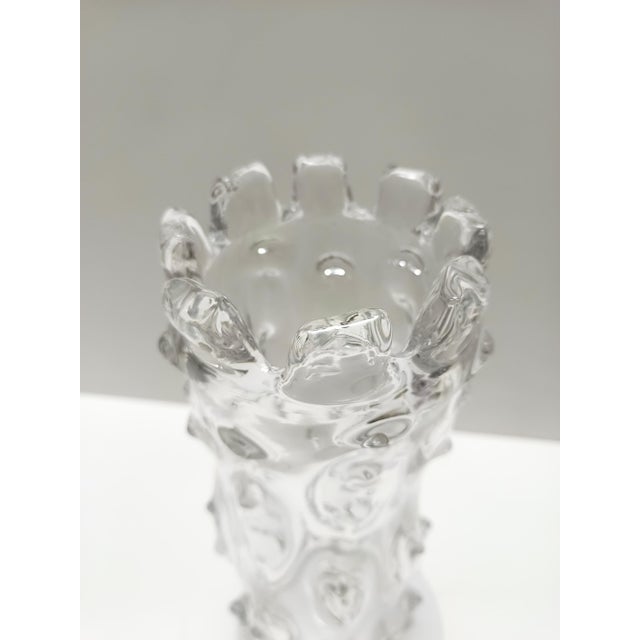 Transparent Mugnoni Murano Glass Vase attributed to Ercole Barovier, Italy, 1940s For Sale - Image 6 of 9