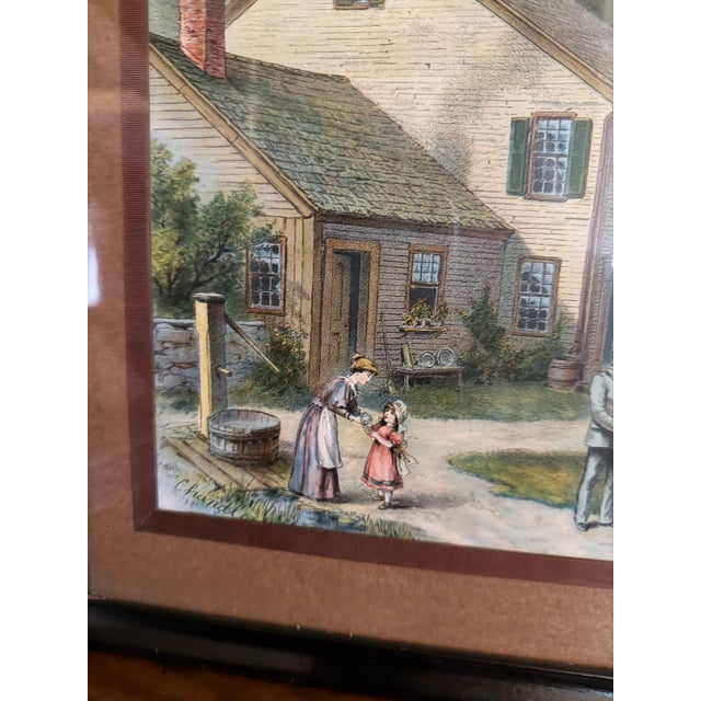 American Antique William H. Chandler Print Her First Love Letter Rural Village Scene Framed For Sale - Image 3 of 9