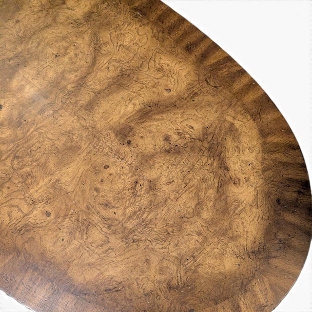 Mid 20th Century Vintage Louis XV Style Oval Coffee Table With Figured Wood Top For Sale - Image 5 of 14