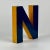 Vintage Metal Porcelain Enamel Letter 'N' Sign in Blue & Yellow For Sale - Image 4 of 7
