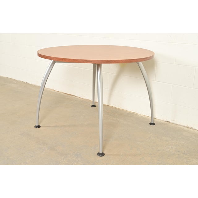 Brown Herman Miller Style Modern Spider Leg Round Dining Table or Game Table For Sale - Image 8 of 8