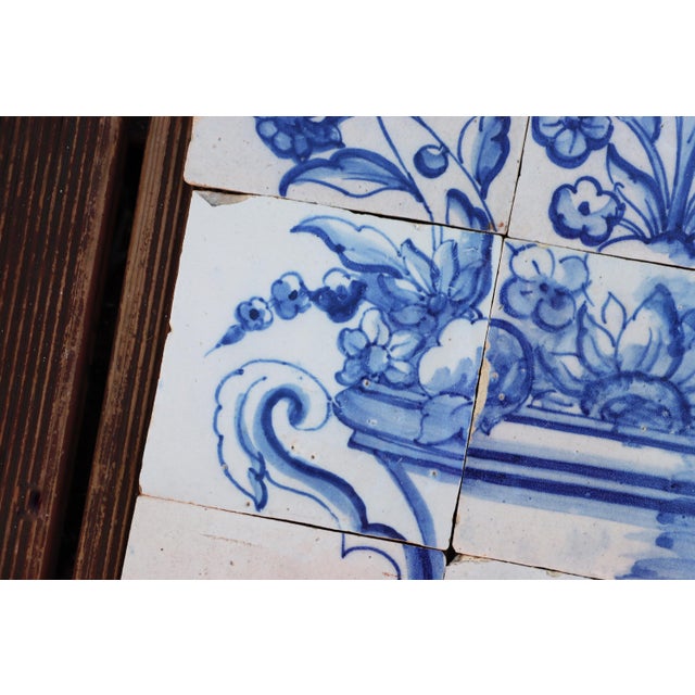 Tile Mural Panel Depicting a Baroque Jardinière With Flowers, Portuguese, 18th Century For Sale - Image 6 of 11