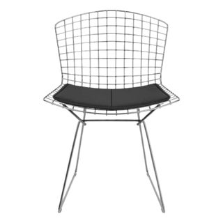 Chrome Bertoia Side Chairs With Fabric Seat Pads for Knoll (Two Available) For Sale