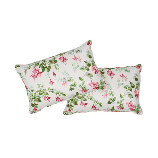 Contemporary Garden Gate Chintz Lumbar Pillow in Magenta Chairish