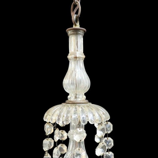 Vintage French Empire Style Cut Crystal & Glass 9-Light Basket Chandelier C1940 For Sale - Image 4 of 7