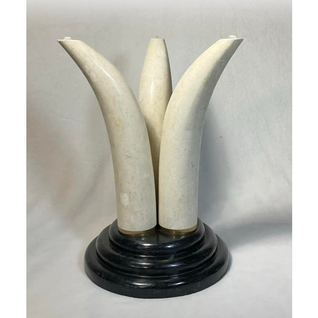 Ivory Post Modern Tusk-Motif Pedestal Accent/Side Table by Maitland Smith, Circa 1970s-80s For Sale - Image 8 of 12