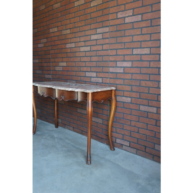Early 20th Century French Marble Top Walnut Console Table For Sale - Image 5 of 7