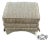 Vintage Ethan Allen Skirted & Pleated Bottom Ottoman W/Herringbone Fabric For Sale